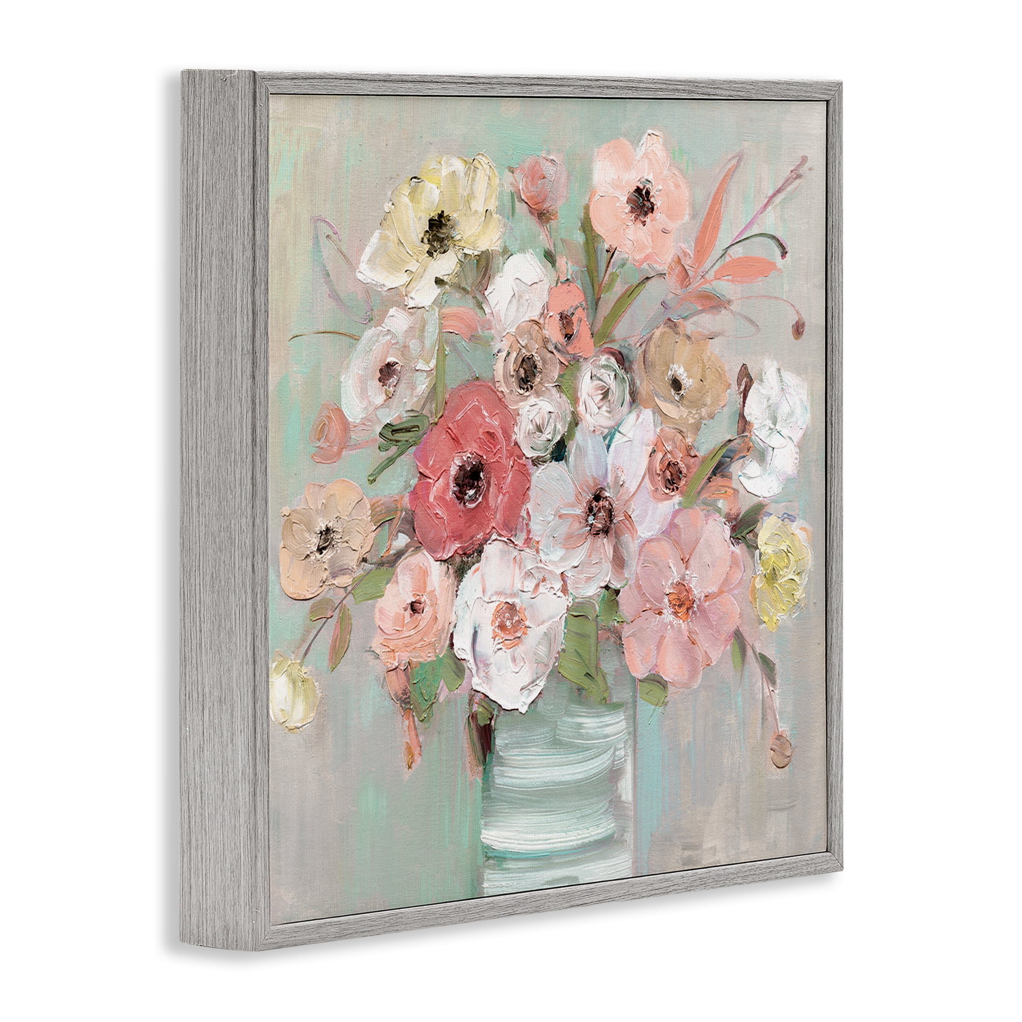Stupell Industries Pastel Garden Peony Bouquet Gray Framed Giclee Art, design by Sally Swatland