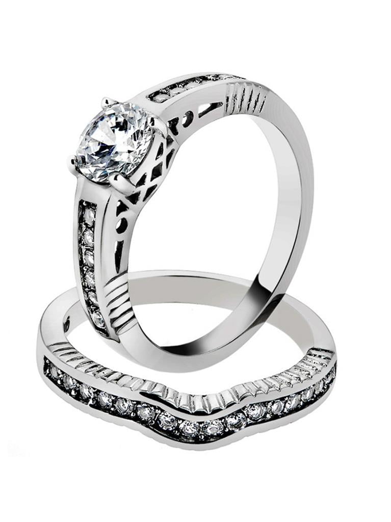 WOMEN'S OVAL CUT CZ INFINITY HEART STAINLESS STEEL ENGAGEMENT RING SIZE 5-10