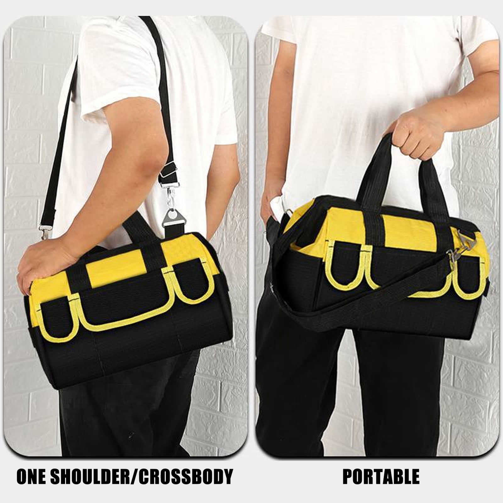 BELOWSYALER Heavy Duty Canvas Tool Bag with Multiple Pockets Water Resistant Tool Storage Bag for Organized Storage & Quick Access