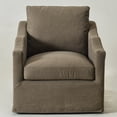 thumbnail image 2 of Brown Slipcovered Swivel Barrel Accent Chair with Removable Cushions, Modern Upholstered Armchair, 2 of 15