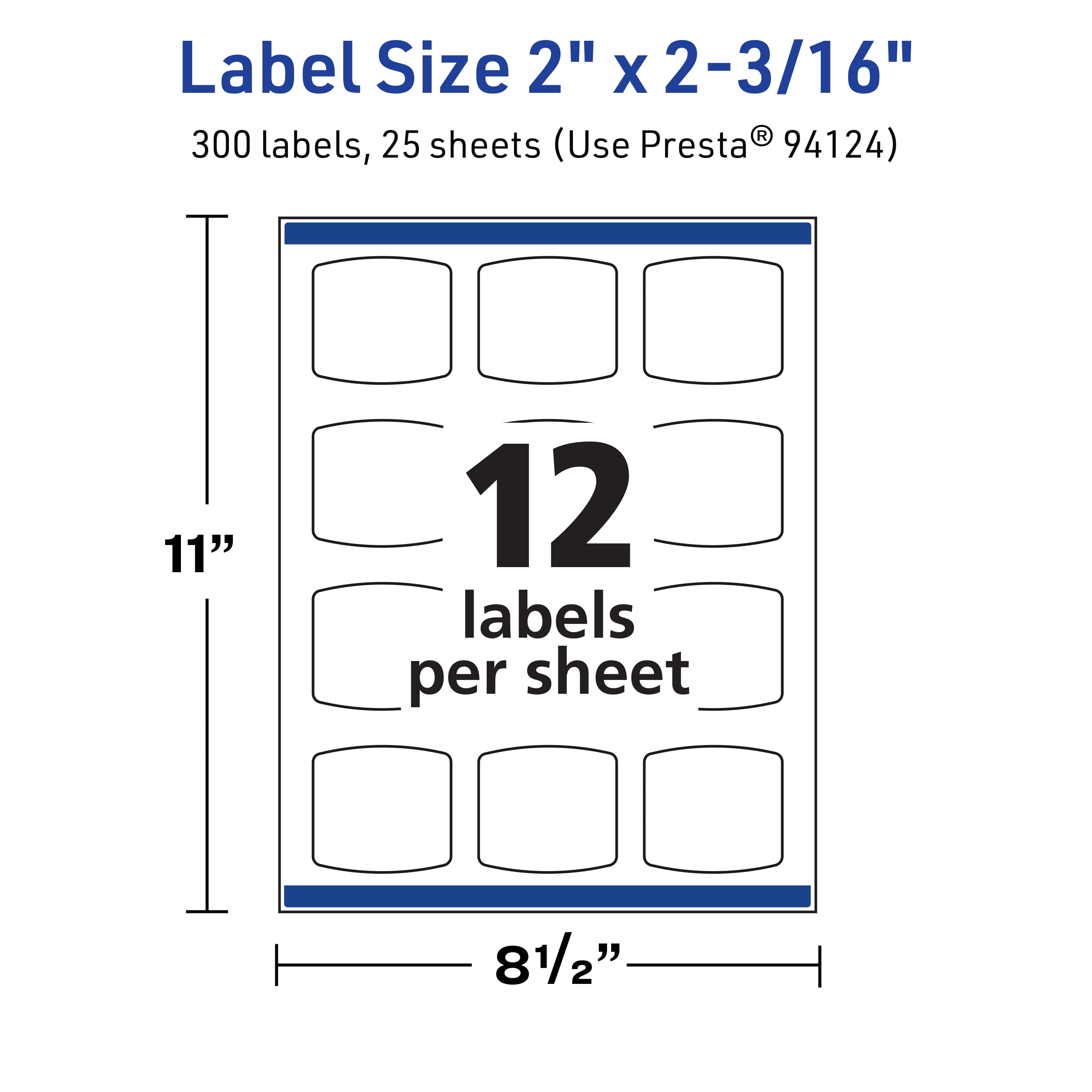 Avery TrueBlock Arched Square Labels, 2" x 2-3/16", 300ct