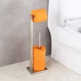thumbnail image 4 of Toilet Paper Holder Free Standing with Reserve, SUS 304 Stainless Steel Lavatory Tissue Roll Holder Floor Stand Storage Brushed Finish DZY004-LS, 4 of 8