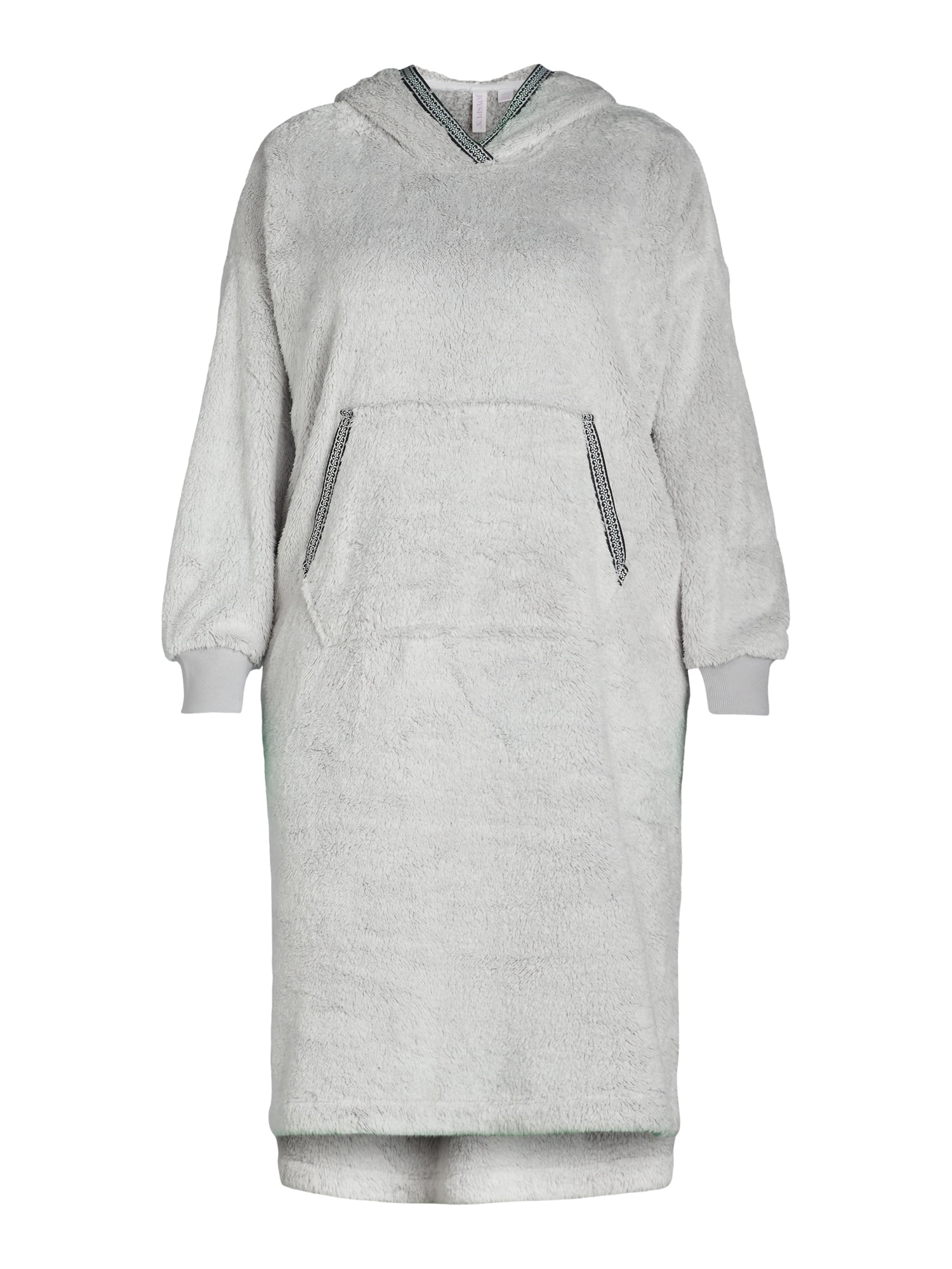 Joyspun Women's Oversized Hooded Plush Lounger, Size XS to 3X