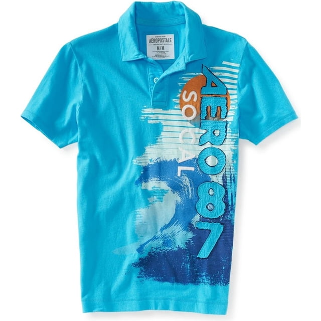 Aeropostale So Cal Rugby Polo para hombre, azul, pequeño
