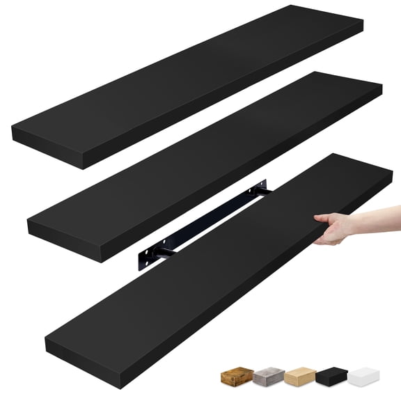 Sorbus 3-Pack 35"x9" Floating Wall Shelves for Bedroom, Kitchen, Bathroom, Home Décor, Black