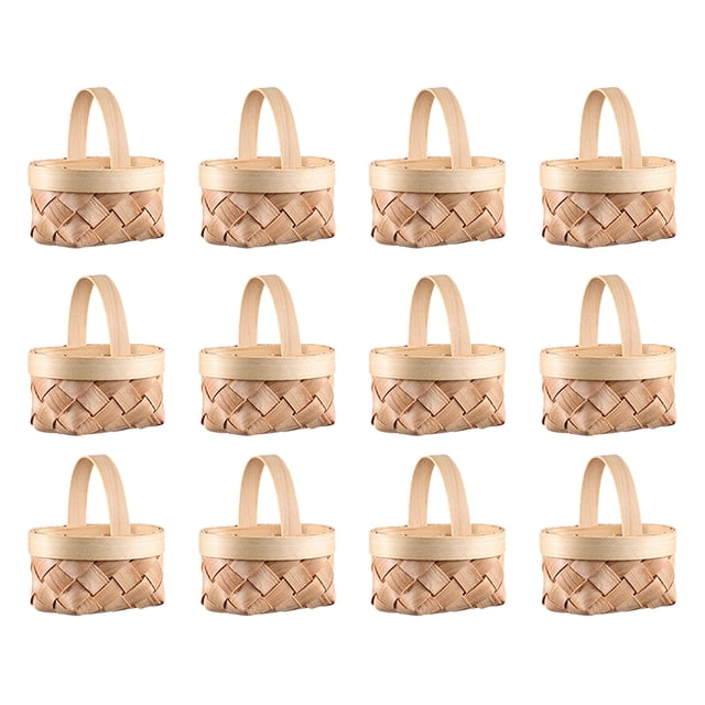 MasteelfCA 12pcs Mini Baskets Small Woven Holiday Candy Baskets Wedding Candy Gift Baskets
