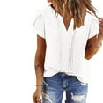 thumbnail image 2 of ZQUUVOU Womens Summer Tops Short Sleeve Solid Color Round Neck Lace Blouse White, 2 of 8