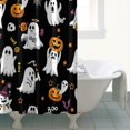 thumbnail image 4 of Black Halloween Ghosts and Pumpkins Shower Curtain 84"x72" ,Bathroom Decorative Shower Curtains Set with 12 Hooks,Modern Waterproof Washable Shower Curtain, 4 of 6