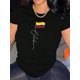 thumbnail image 1 of Camiseta De Mujer Ligera Y Suave VeranoWomen's Fashion Casual Round Neck Short Sleeve T-Shirt, Patriotic Flag Line Print, Comfortable Summer Top, Knitted Polyester Fabric, All-Season, Ladies Leisure, 1 of 6