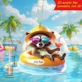 thumbnail image 1 of Colgante acrílico de mapache veraniego para coche o llavero | Adorno de vacaciones playeras impreso en 2D | Accesorio colgante con temática playera para mochila, 1 of 3