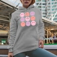 thumbnail image 2 of Retro Smiling Faces, Valentine's Day Art Merch Gift, Heather Grey Hooded Sweatshirt or Hoodie, Large, 2 of 5