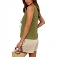 thumbnail image 6 of Summer Tops for Women Solid Color Deep V-Neck Tank Top with Floral Cutout and Tie-Front Detail Boho Style Cool Comfortable Summer Daily Wear Simple Office, 6 of 7