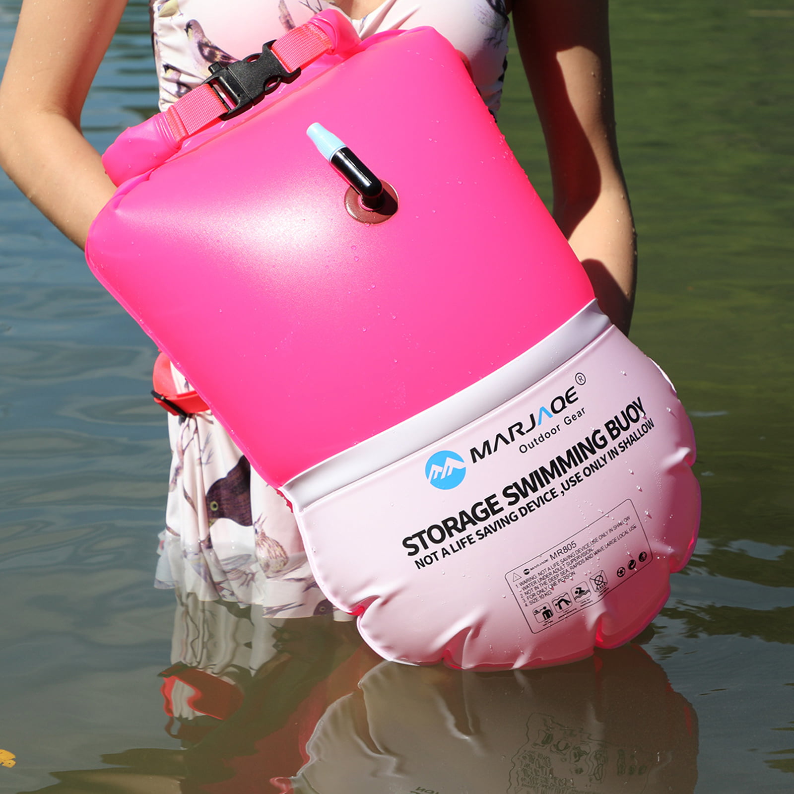 Waterproof Air Bag Swim Buoy Swimming Tow Float Dry Bag with Waistbelt 20L 