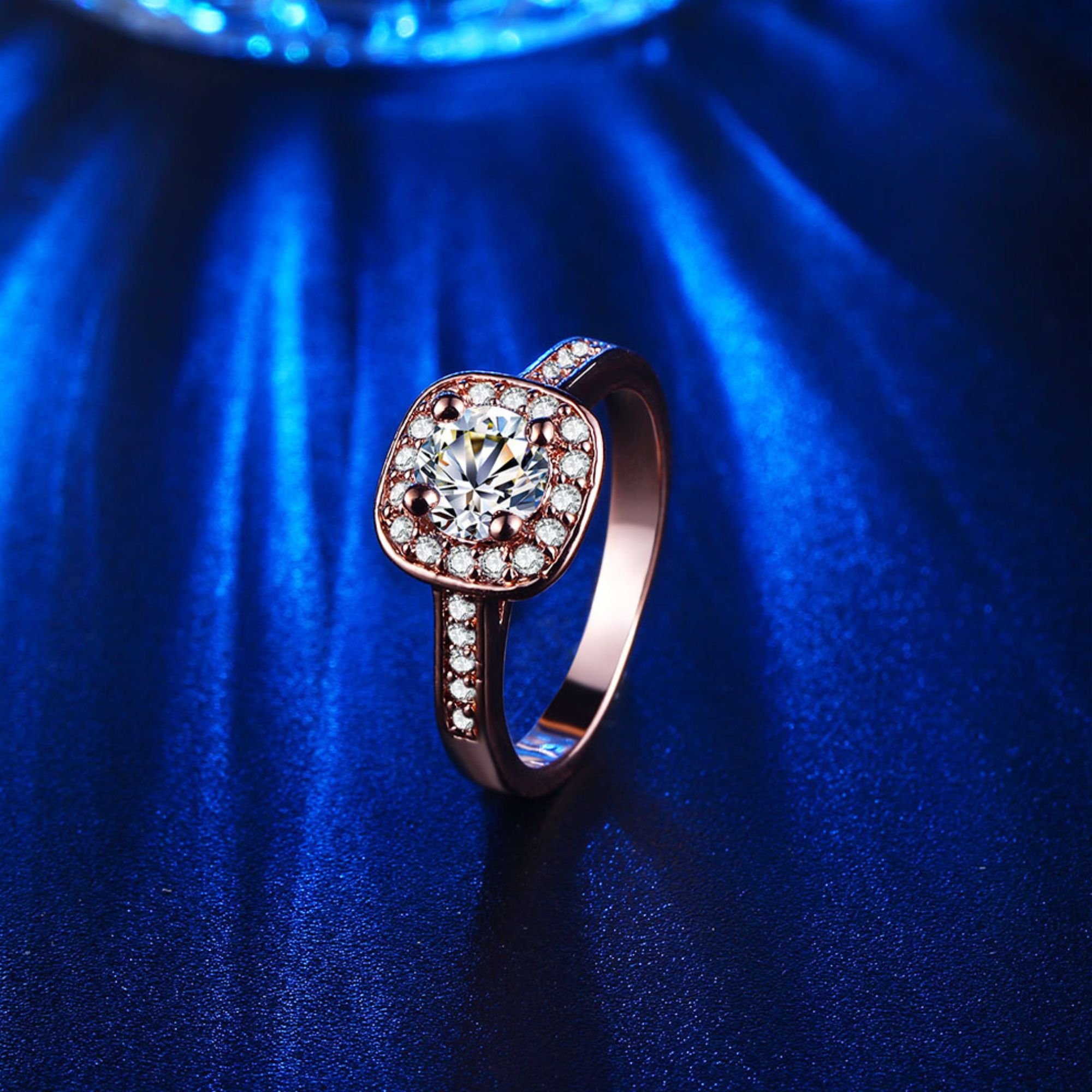 Renee Halo Engagement Ring Cz Women Gold Plated Ginger Lyne Collection