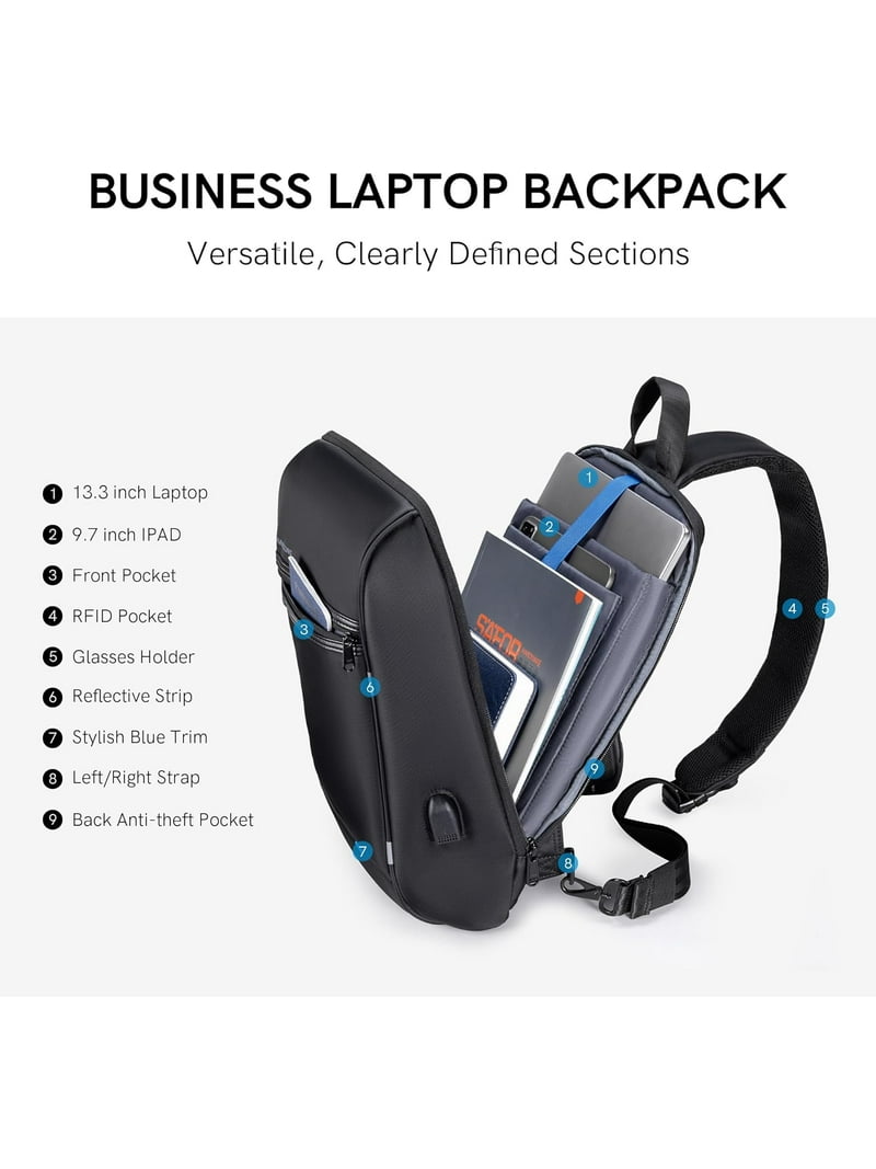 Kingsons Anti-Theft Laptop Sling Backpack - 13 Inch, Waterproof