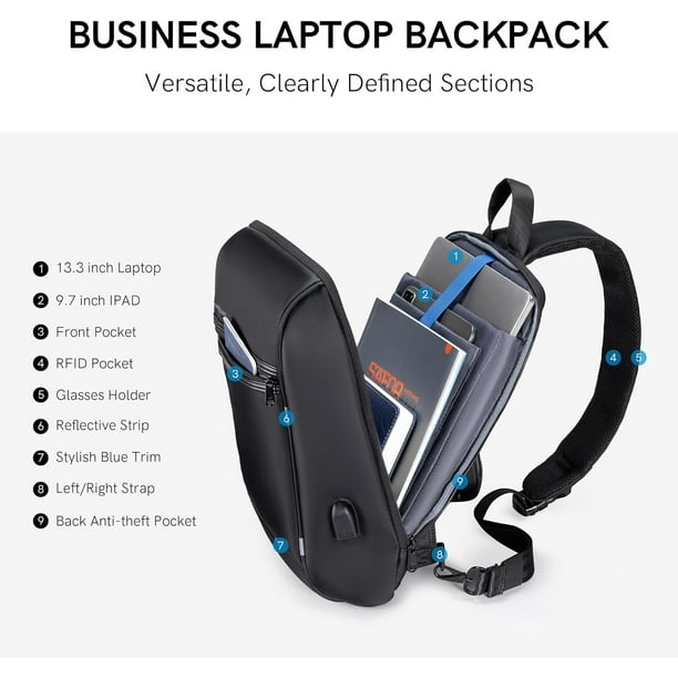 business 13 laptop sling backpack SKYSPER Bag (Up to Inch) style across your body for comfortable travel. Waterproof 13.3 inch rucksack for