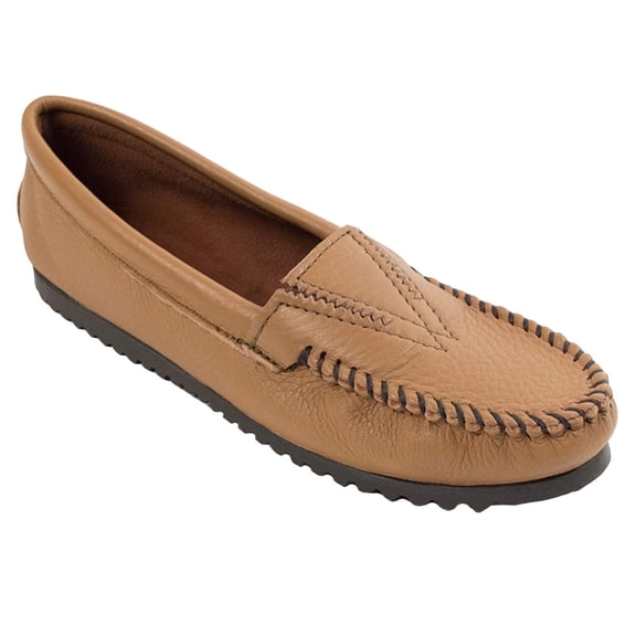 Minnetonka Women's Deerskin Gore Front Moccasin,Mocha Deerskin,7 M US