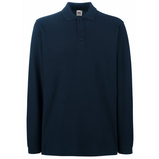 Navy long sleeve polo mens top