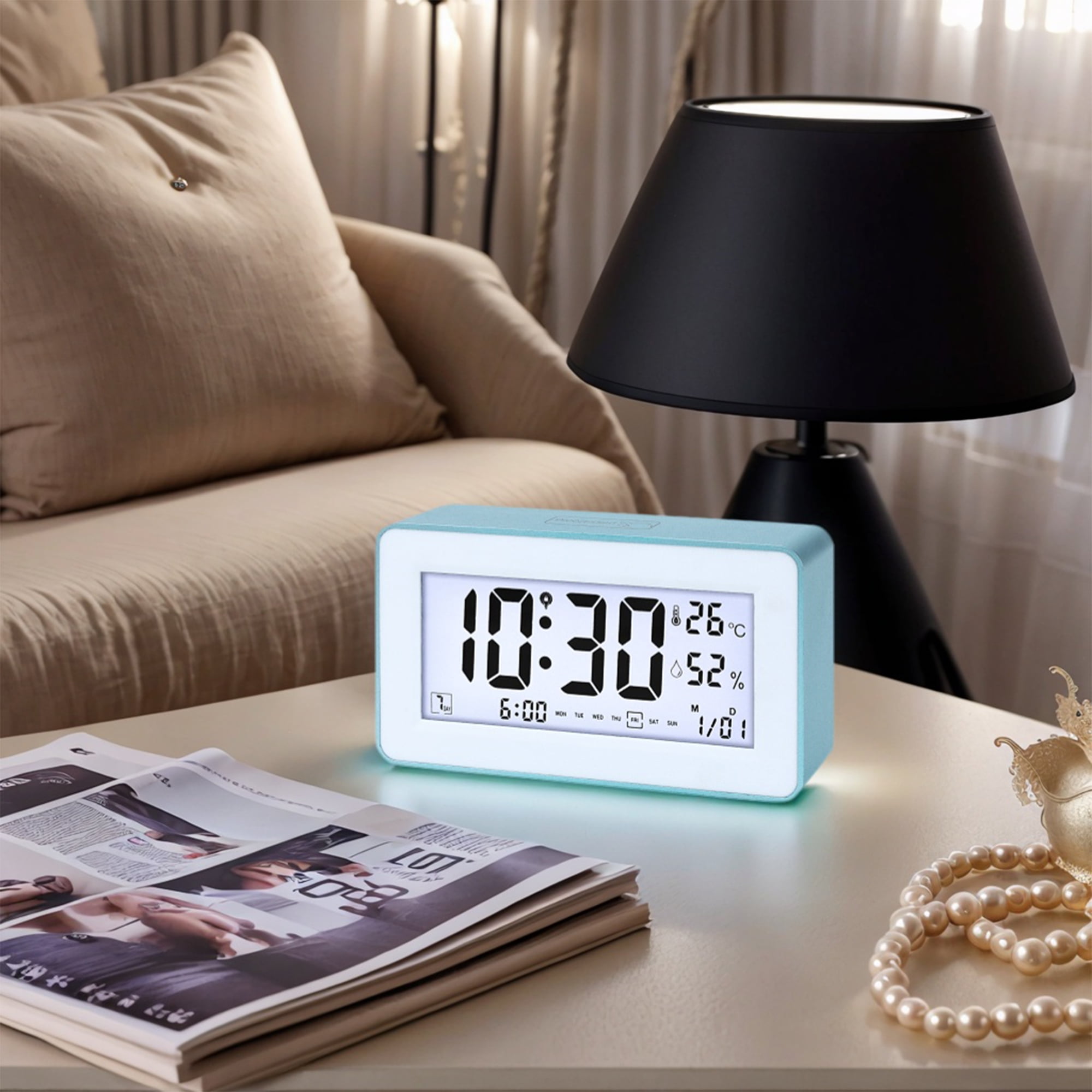 Unique Bargains Loud Alarm Clock Blue 5.5"L x 1.7"W x 3.1"H