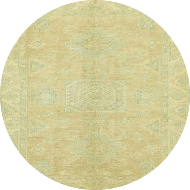 Ahgly Company Tapis d'Intérieur Rond Abstrait Brun Or Abstrait, 6 Pieds Rond