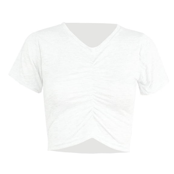 Vmvidoty Women Crop T-Shirts Short Sleeve Drop Shoulder Cropped Tops Fashion Casual Summer Basic Tees White XL