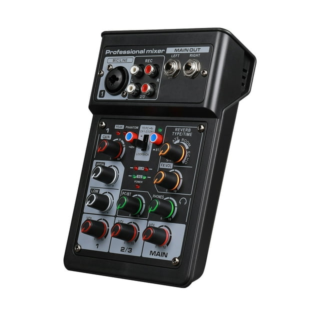 Console 3 Channel Sound Mixer BT Digital Stereo Sound Board Console System DSP Scene Effect with Track Record Soundcard OTG Function for DJ Studio Live Streaming