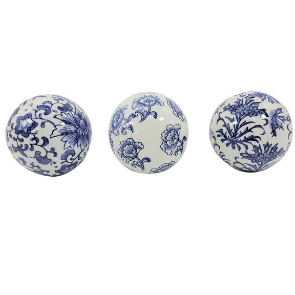 Galt International Ceramic Chinoiserie Vase Filler Ball Home Decor (Set of 3)
