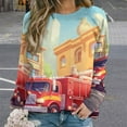 thumbnail image 2 of Fire Engine Car Truck Womens Casual Crewneck Sweatshirt Long Sleeve Tops Cute Pullover Loose Fit, 2 of 7