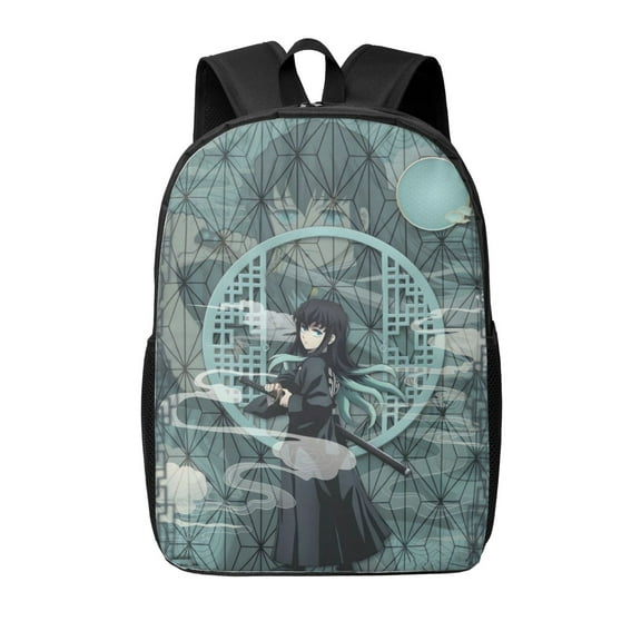 Muichiro Tokito Backpack 17 Inch Large Capacity Casual Bag Lightweight Daypack Laptop Bag Travel Hiking Camping