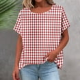 thumbnail image 6 of GUACER Gingham Plaid Shirts for Women Short Sleeve Cotton Linen Summer Tops Casual Checkered Tunic Blouses, 6 of 6