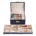 thumbnail image 3 of REGALWOVEN 3 Layer Accessory Box, PU Leather Accessory Organizer Case Storage Display Holder with Drawer Dark Blue, 3 of 7