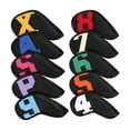 thumbnail image 2 of 10 fundas de cuero sintético para cabezas de hierro de palos de golf, ligeras y aptas para todas las marcas. Negro, 2 of 8
