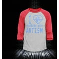 thumbnail image 2 of Shop4Ever Men's I Love Someone With Autism Puzzle Raglan Baseball Shirt XX-Large Heather Grey/Red, 2 of 4
