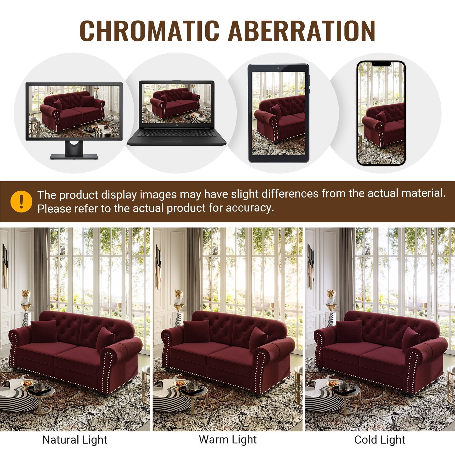 Alvantor 63" Loveseat sofa with Ottman, Upholstered Velvet Couch with Nailhead Trim and Rolled Armrests, Mid-Century Modern Sofa for Living Room Burgundy