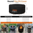 thumbnail image 2 of Che Yi Bao Round Fire Pit Cover, 600D Waterproof Heavy Duty Oxford Fabric Firepit Cover, Full Coverage Fire Table Cover (Black, 50"x24"), 2 of 6