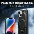 thumbnail image 6 of Heavy Duty Phone Case For iPhone 14,Built-in Rotatable Magnetic Ring Kickstand,Shockproof Dropproof Tough Rugged Anti-fall Protective Phone Case Cover For iPhone 14, Black, 6 of 6