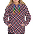 thumbnail image 3 of KLL Red Blue Checked for Womens Pullover Hoodie with Pocket Hooded Long Sleeve Shirts Sweatshirt for Women-XX-Large, 3 of 7