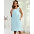 thumbnail image 2 of FEREMO Sleeveless Nightgowns for Women 100%Cotton V Neck Sleepwear, 2 of 5
