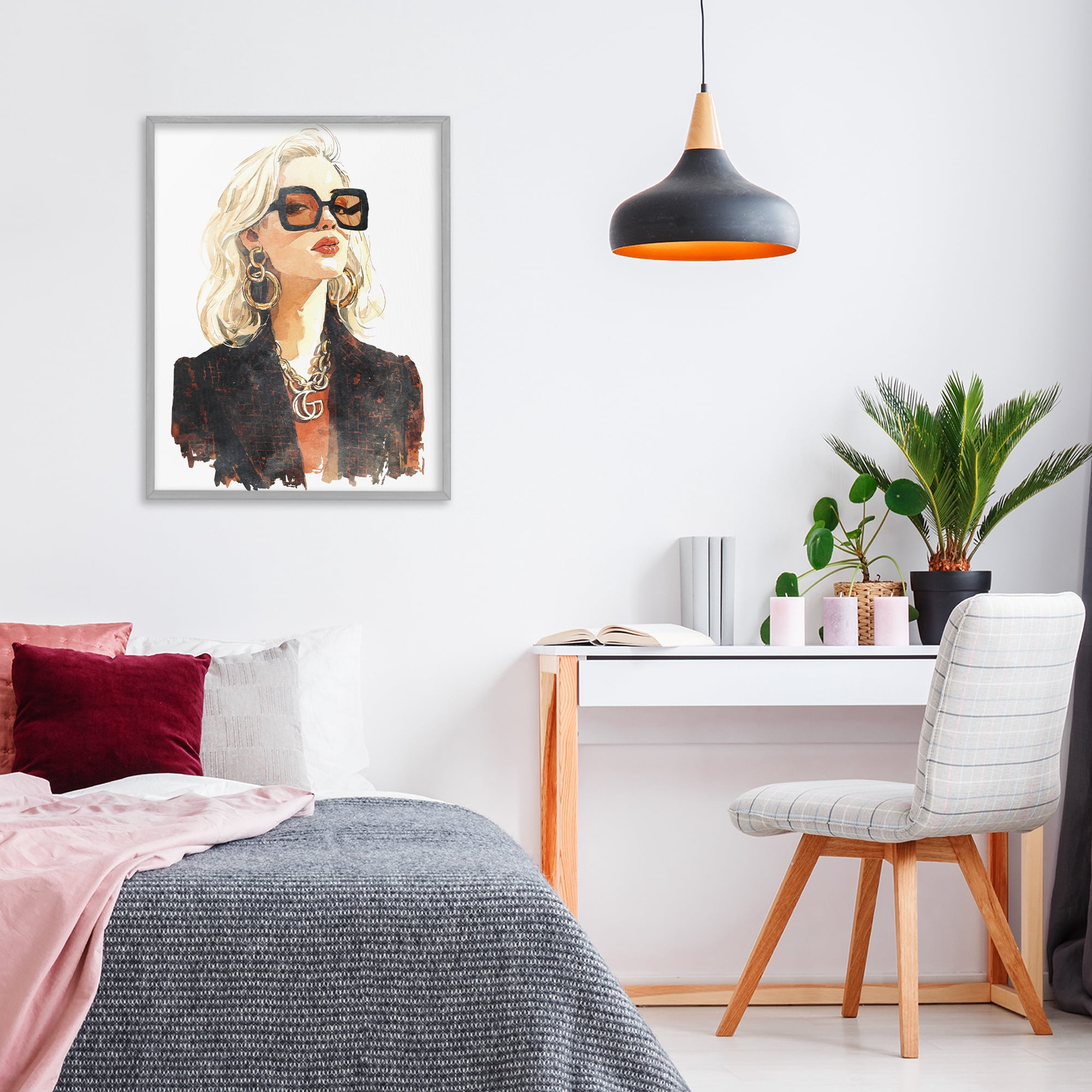 Stupell Industries Luxurious Gilded Gaze Gray Framed Giclee Art, design by Svetlana Aleynikova