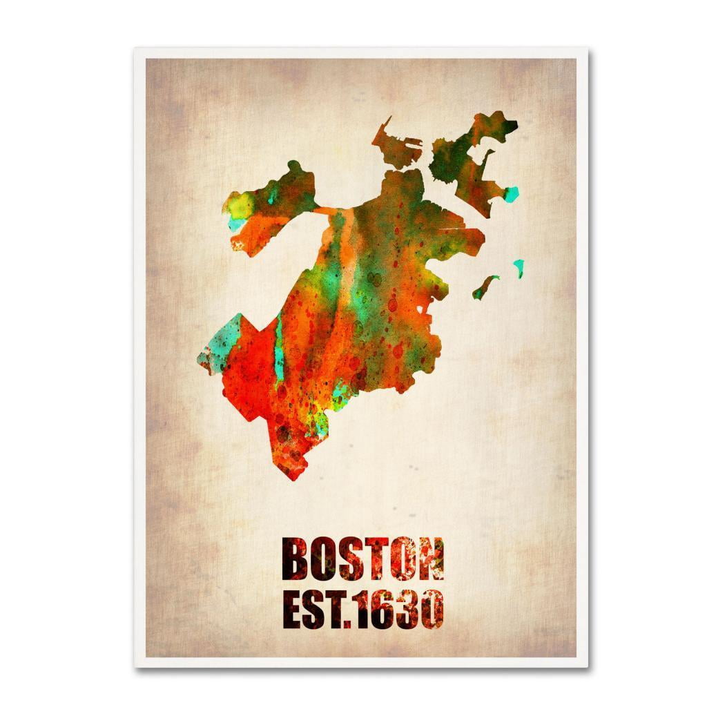 Trademark Fine Art "Boston Watercolor Map" Canvas Art by Naxart