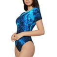 thumbnail image 3 of Picia Ice Blue Fire Wolf Womens One Piece Swimsuits Modest Tummy Control Bathing Suits Lace Up Slimming Swim Suit-Small, 3 of 9