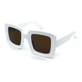thumbnail image 2 of Womens 20s Mod Design Thick Plastic Rectangle Fashion Sunglasses White Brown, 2 of 4