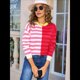 thumbnail image 4 of Suéteres de Punto con Rayas de Colores y Cuello Redondo para Mujer, Ideales para Looks de Otoño A Rosa Roja L, 4 of 9