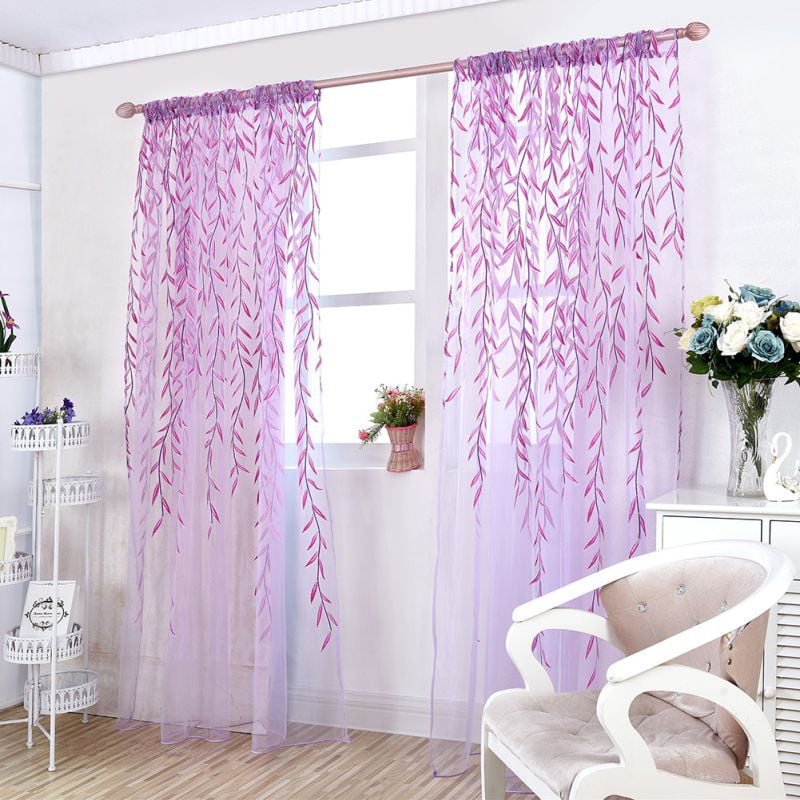 Top Tree Willow Curtains Blinds Voile Tulle Room Curtain Sheer Panel Drapes 
