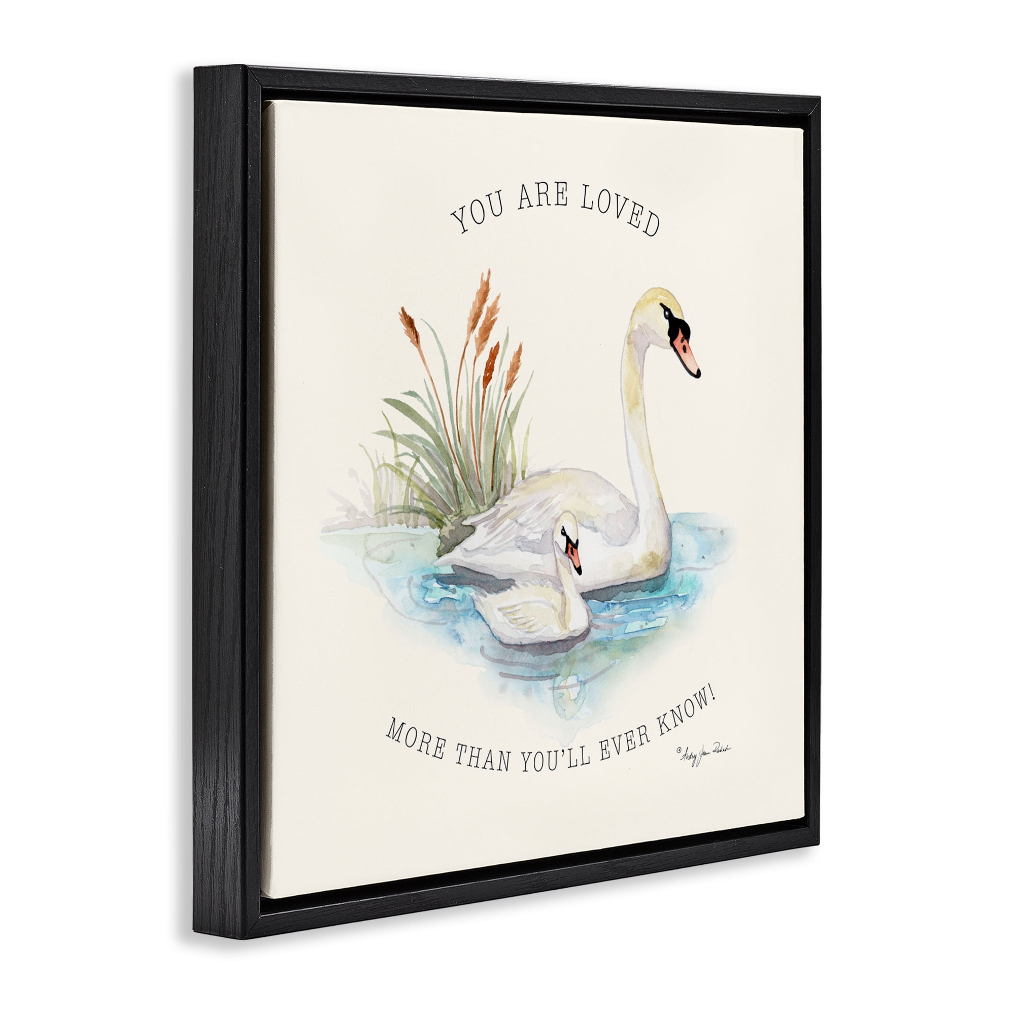 Stupell Industries More Than You Know Swans Black Framed Floater Canvas Wall Art, design by Audrey Jeanne Roberts
