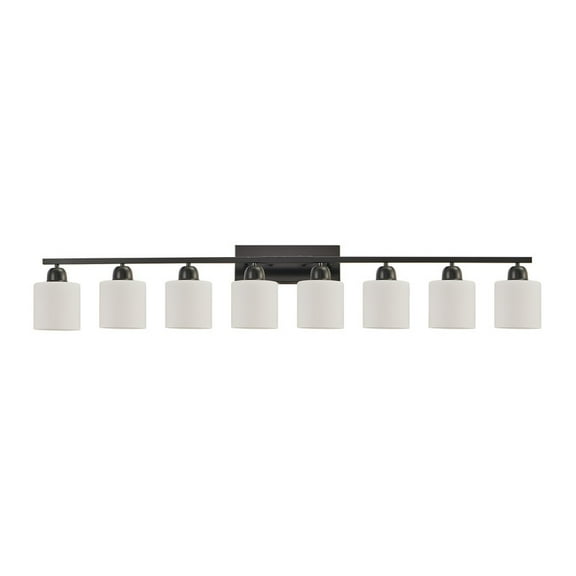 51.6" Matte Black Bathroom Vanity Light - 8-Light Modern Wall Sconce with White Frosted Glass Shades, Extra Wide Lighting Fixture for Large Mirrors (Bulbs Not Included)