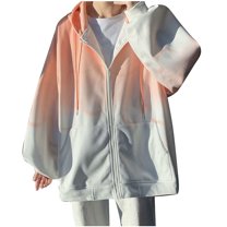 Wyobmus Plus Size Sport Jacket for Men Casual Gradation Hooded Cardigan Loose Casual Athletic Zipper Hoodie Coat A-Orange