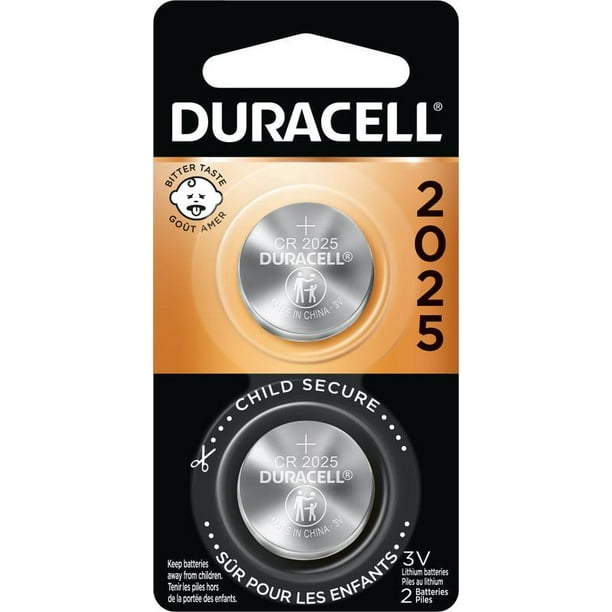 Duracell 2025 Lithium Coin Battery 3V, Bitter Coating and Child Secure Packaging, 2 Pack