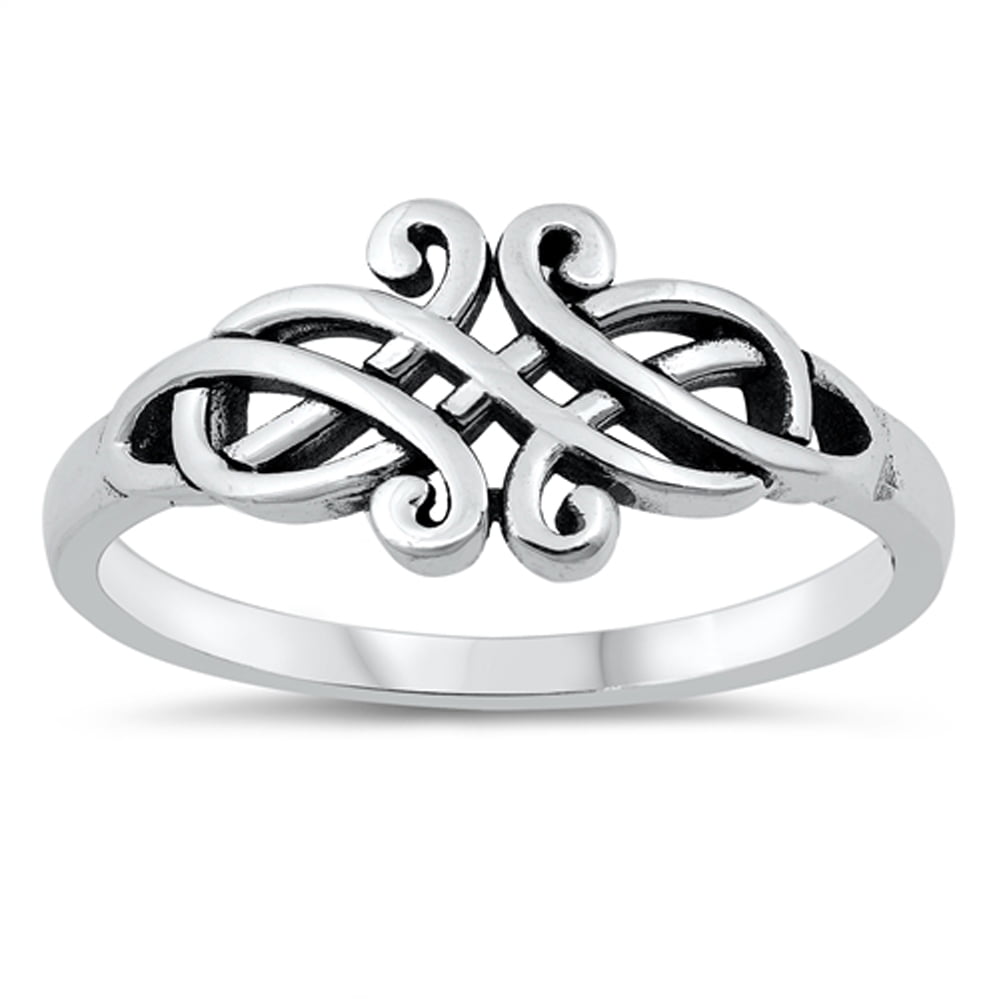 925 Sterling Silver Vintage Celtic Knot Band Ring Size 11.5