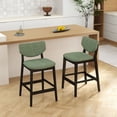 thumbnail image 4 of Dayalane Modern Barstools Set of 2, 26" Farmhouse Upholstered Counter Height Bar Stools with Wooden Legs, Bar Chairs with Back Support for Kitchen Island, Powell Stools, Dining Room, Chenille Green, 4 of 7